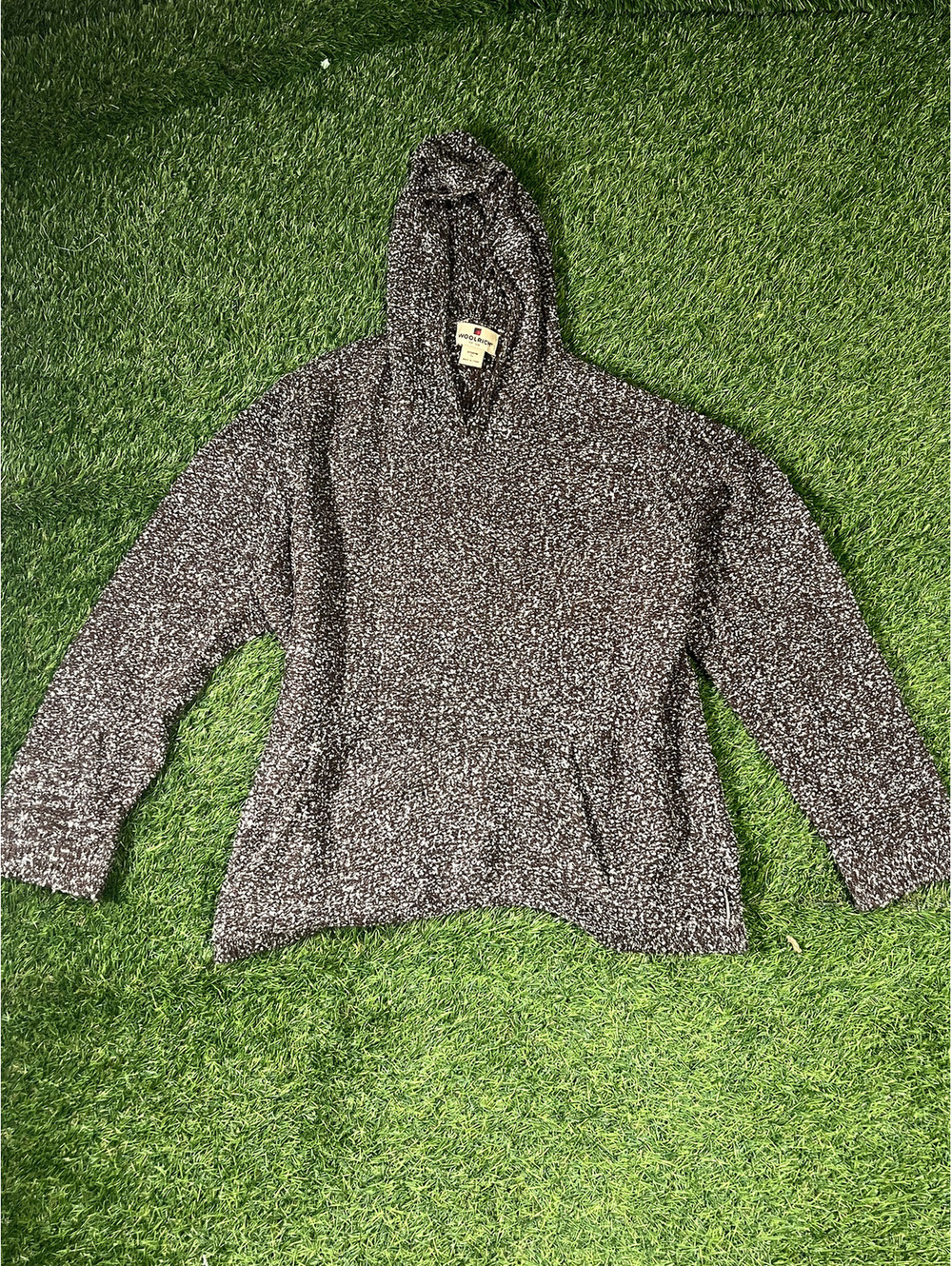 Woolrich Hoodie Brown Marbled Knit Pullover Sweater Womens XL